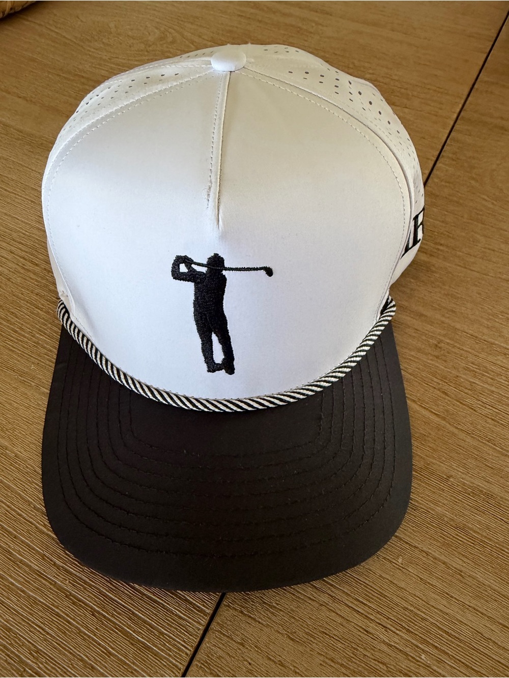 White & Black Golf Silhouette Trucker Cap